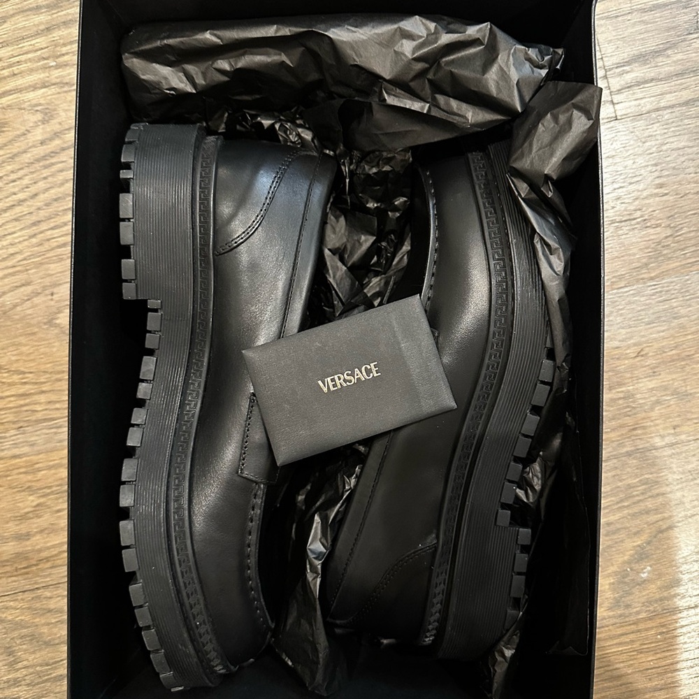 Versace Men's Black Loafer Calf Leather